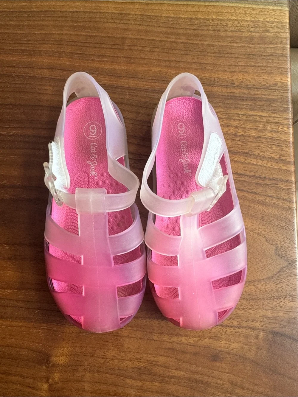 Cat & Jack Pink Jelly Fisherman Sandals with Clear Straps